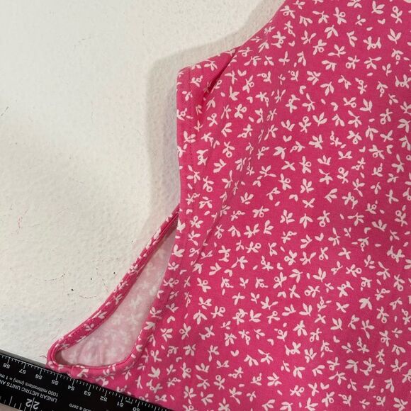 Lands End ladies dress 1X plus size pink white v-ditsy print casual everyday - Picture 9 of 12